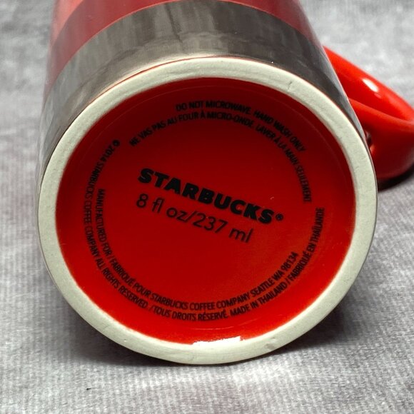 Starbucks 2014 Verismo Red/Silver Espresso Coffee Mug Cup With Ceramic Spoon 8oz - Picture 7 of 10